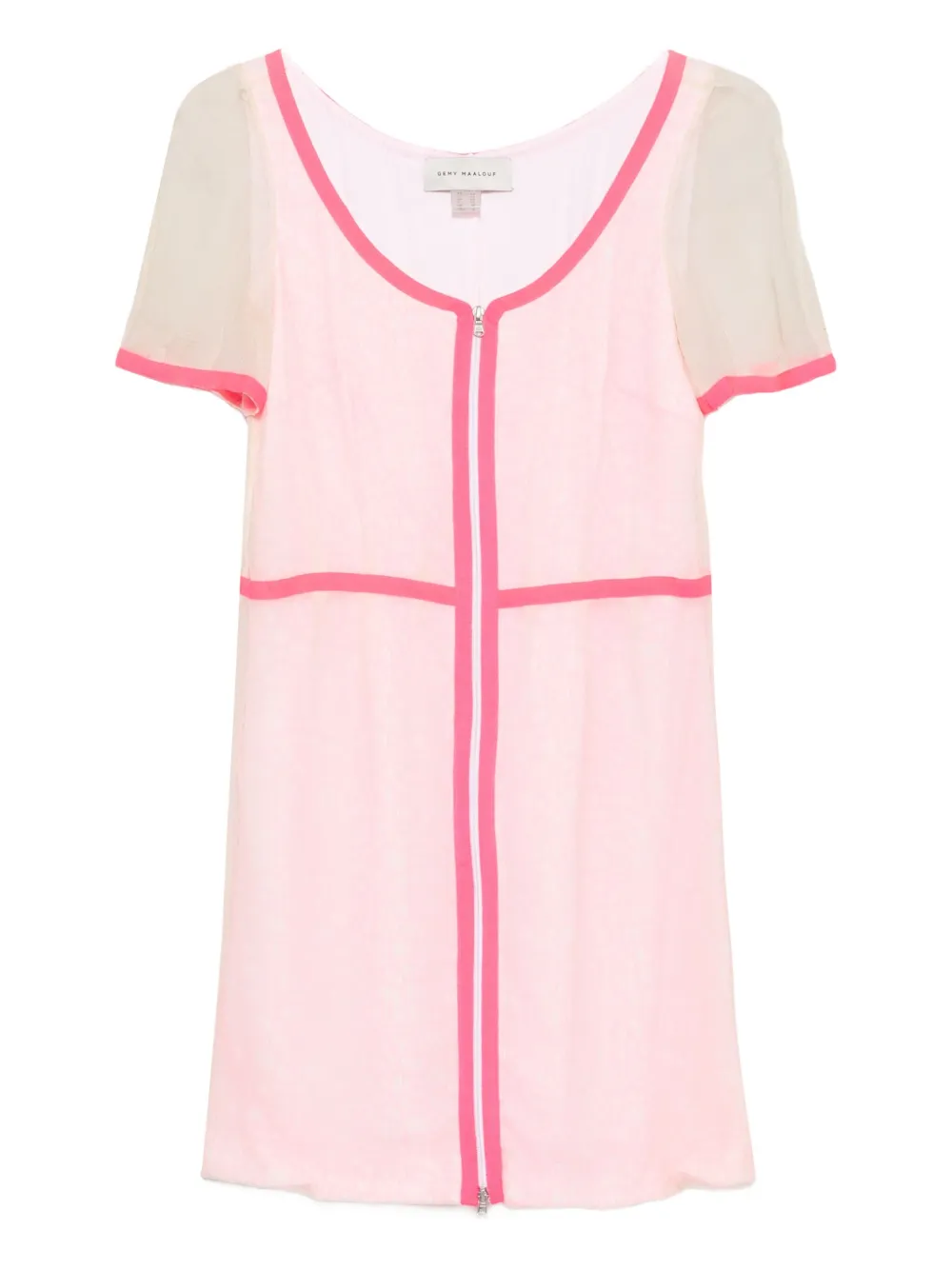 Gemy Maalouf zip-front mesh-paneled mini dress | Pink | Image 1