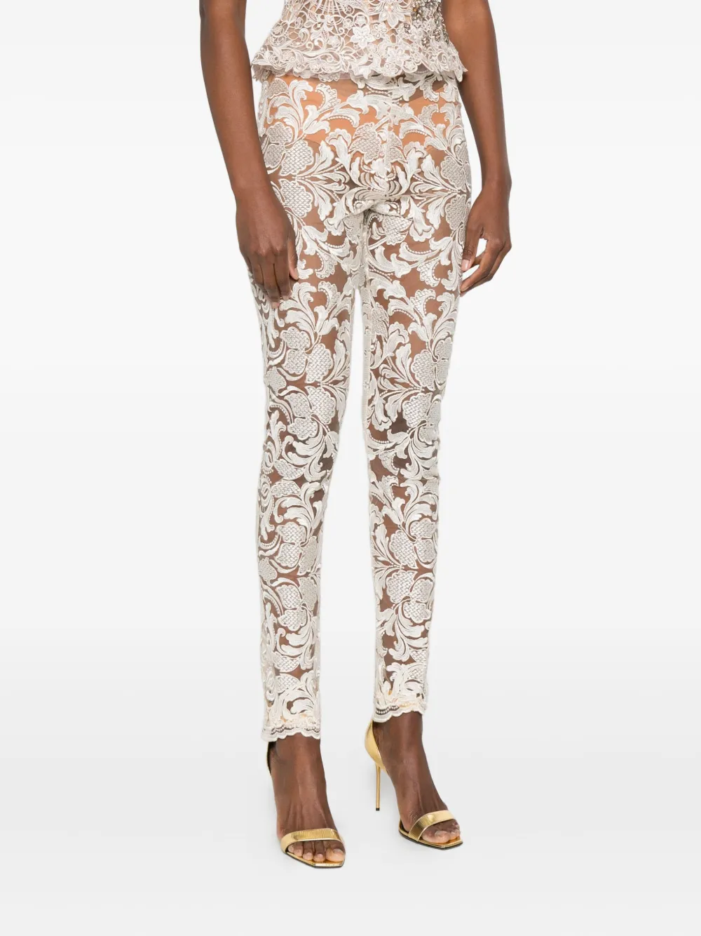  Gemy Maalouf Floral-lace Leggings - Neutrals 
