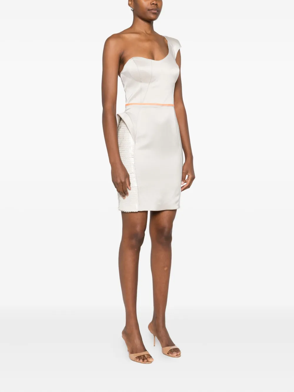 Gemy Maalouf One-shoulder Sequin-embellishment Mini Dress In White