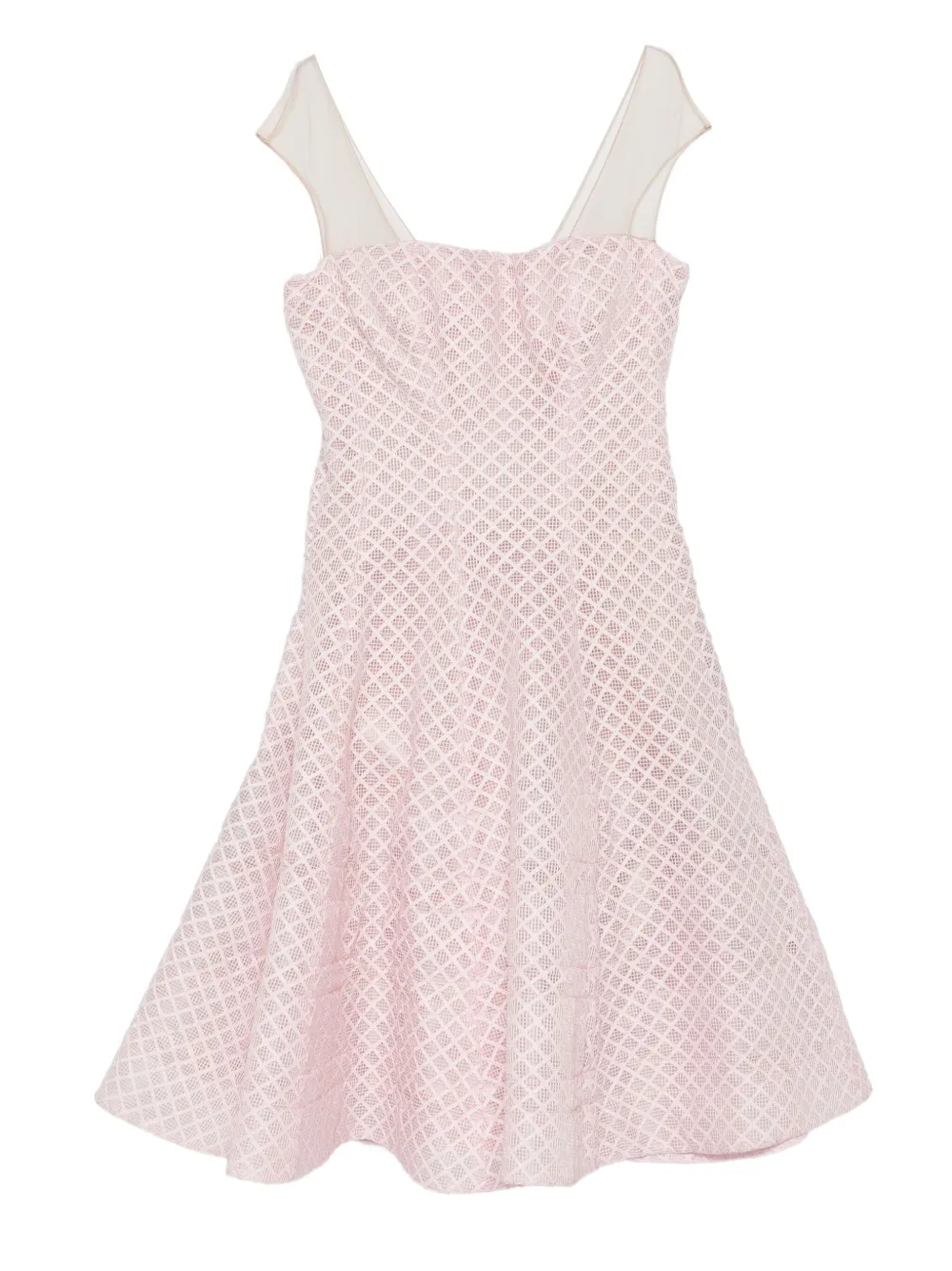 Gemy Maalouf Geometric-patterned Mesh-insert Mini Dress In Pink