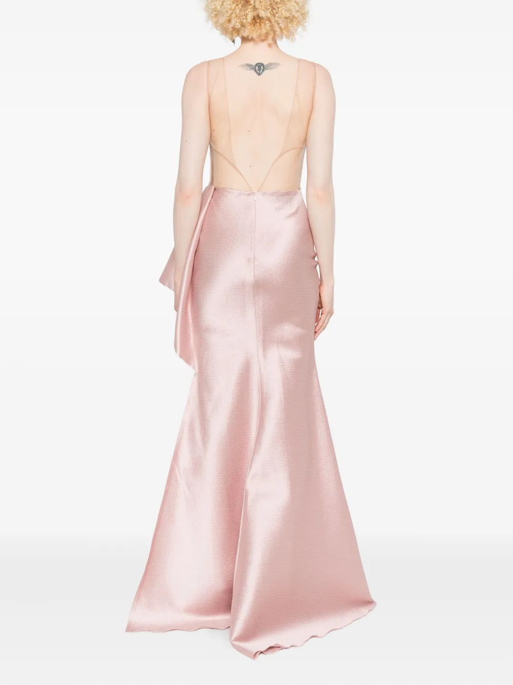 Gemy Maalouf V-neck Ruffled Gown In Pink