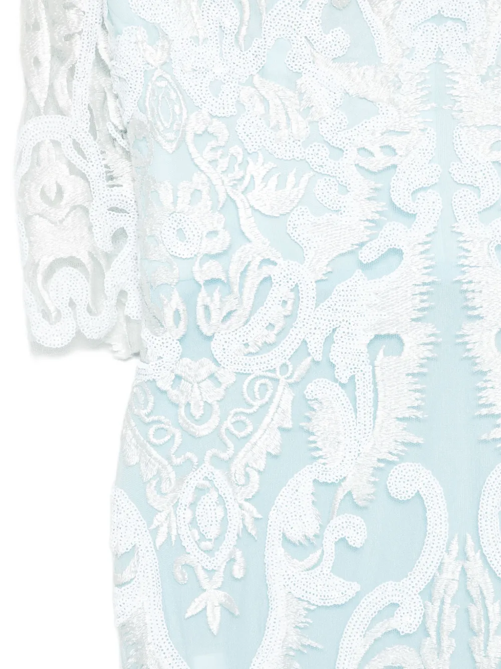 Gemy Maalouf Avondjurk met overslag van kant Blauw