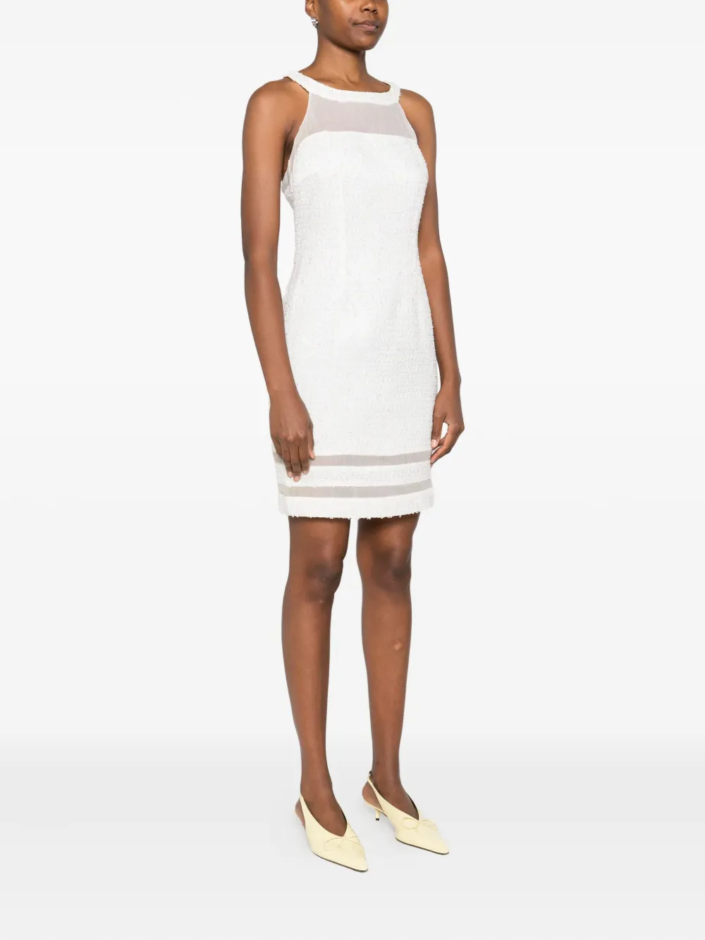 Gemy Maalouf Mini-jurk met diepe ronde hals en vlakken Wit