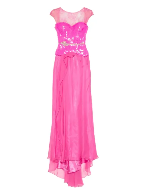 Gemy Maalouf lace-panelled sequinned gown