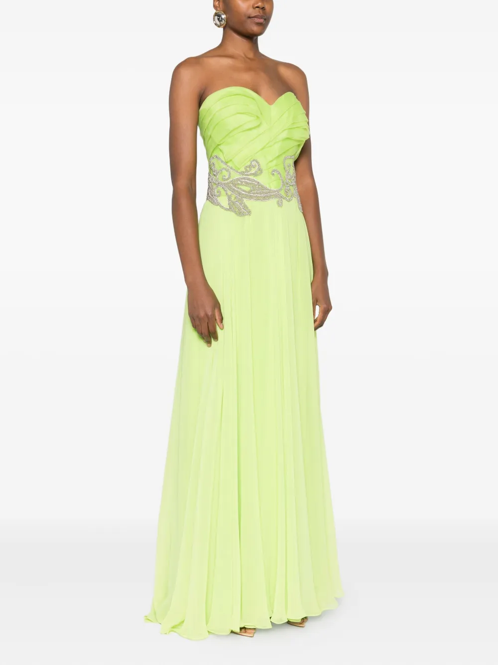 Gemy Maalouf Verfraaide jurk met ruches Groen