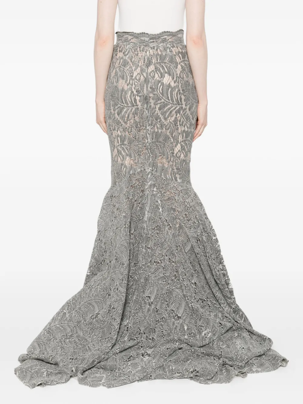 Gemy Maalouf Bead-embellished Lace Skirt In Gray