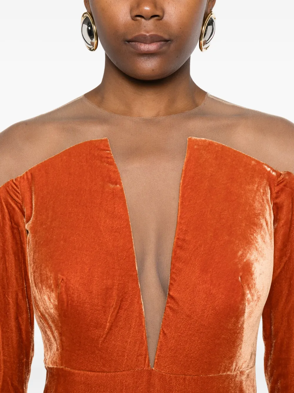 Gemy Maalouf Velvet V-neck Maxi Dress In Multi