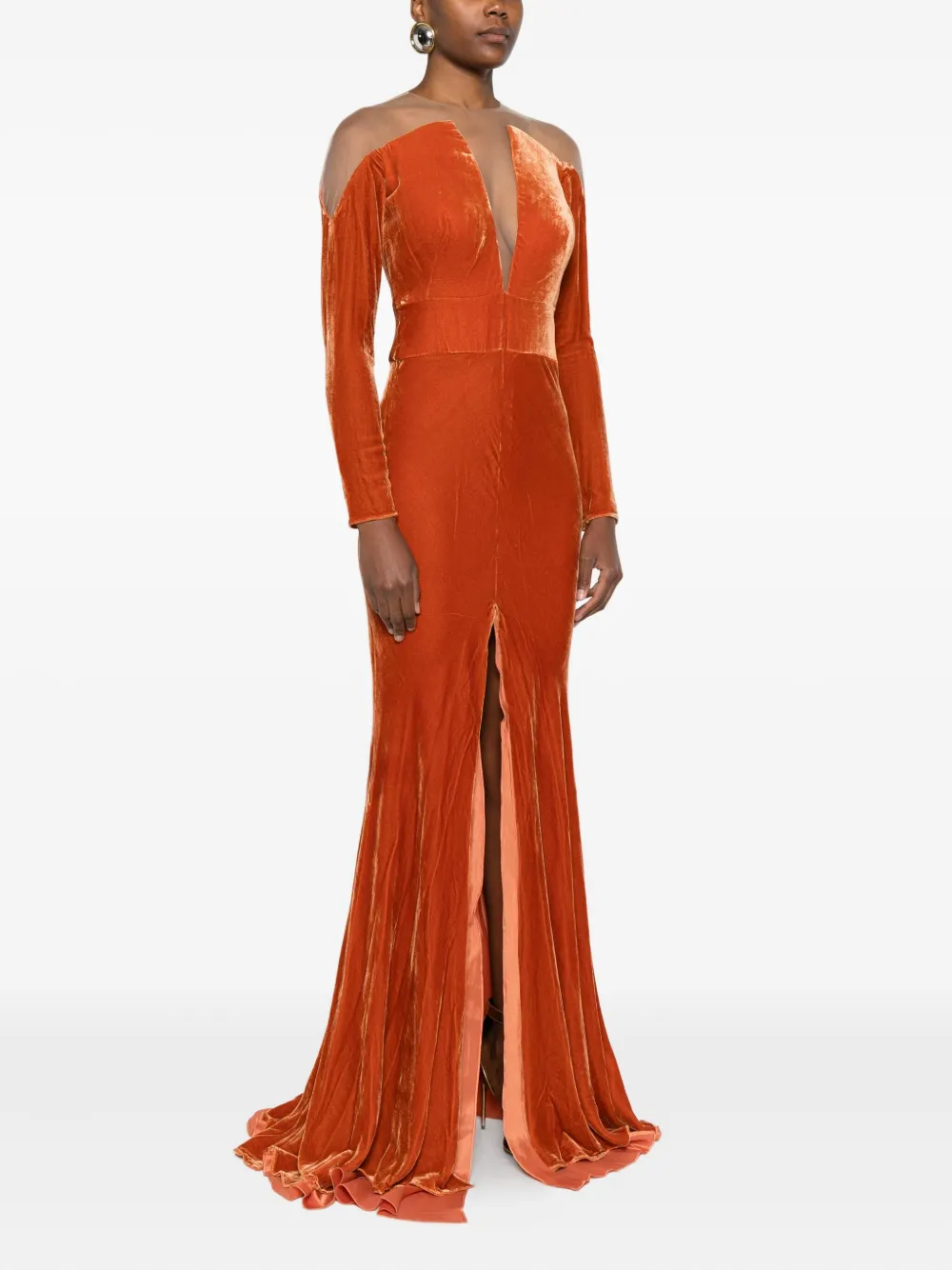 Gemy Maalouf Velvet V-neck Maxi Dress In Multi