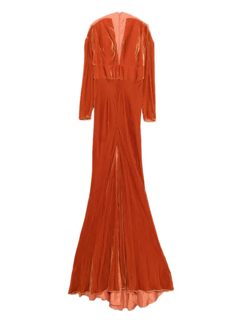 Gemy Maalouf vestido largo de terciopelo con cuello en V