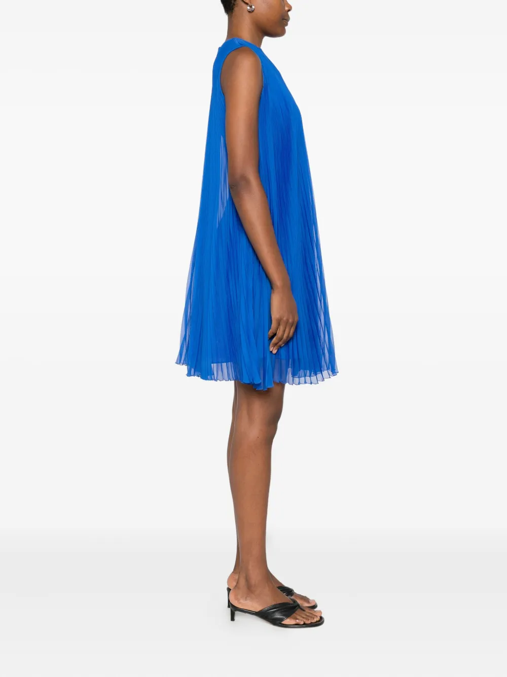 Gemy Maalouf Pleated Sleeveless Dress In Blue