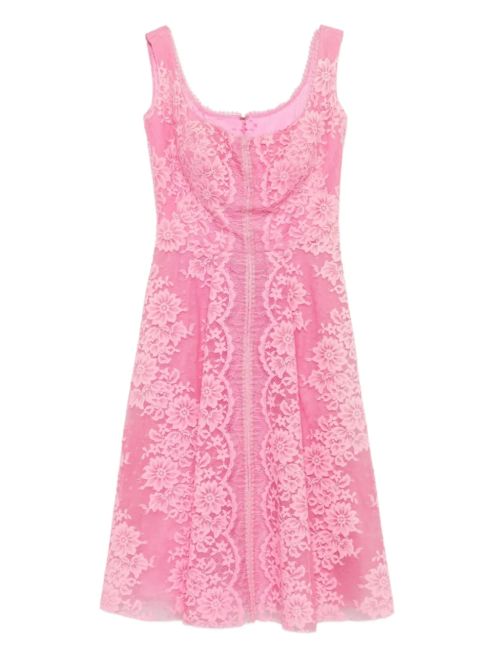 Gemy Maalouf floral-lace scoop-neck mini dress | Pink | Image 1