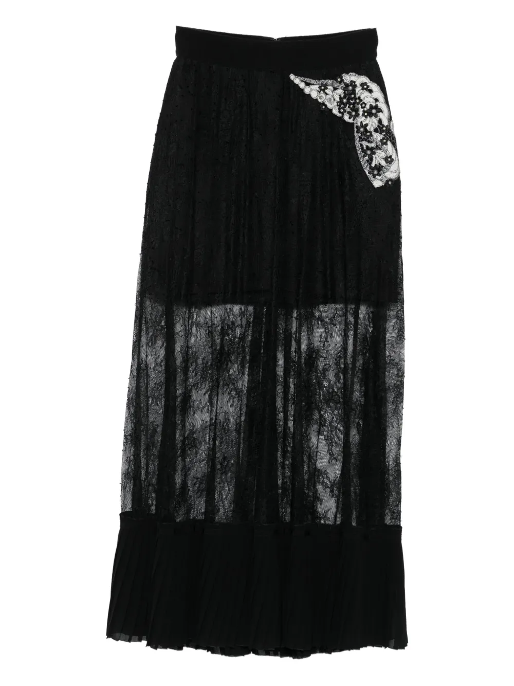 Gemy Maalouf Gonna plissettata con pizzo - Nero