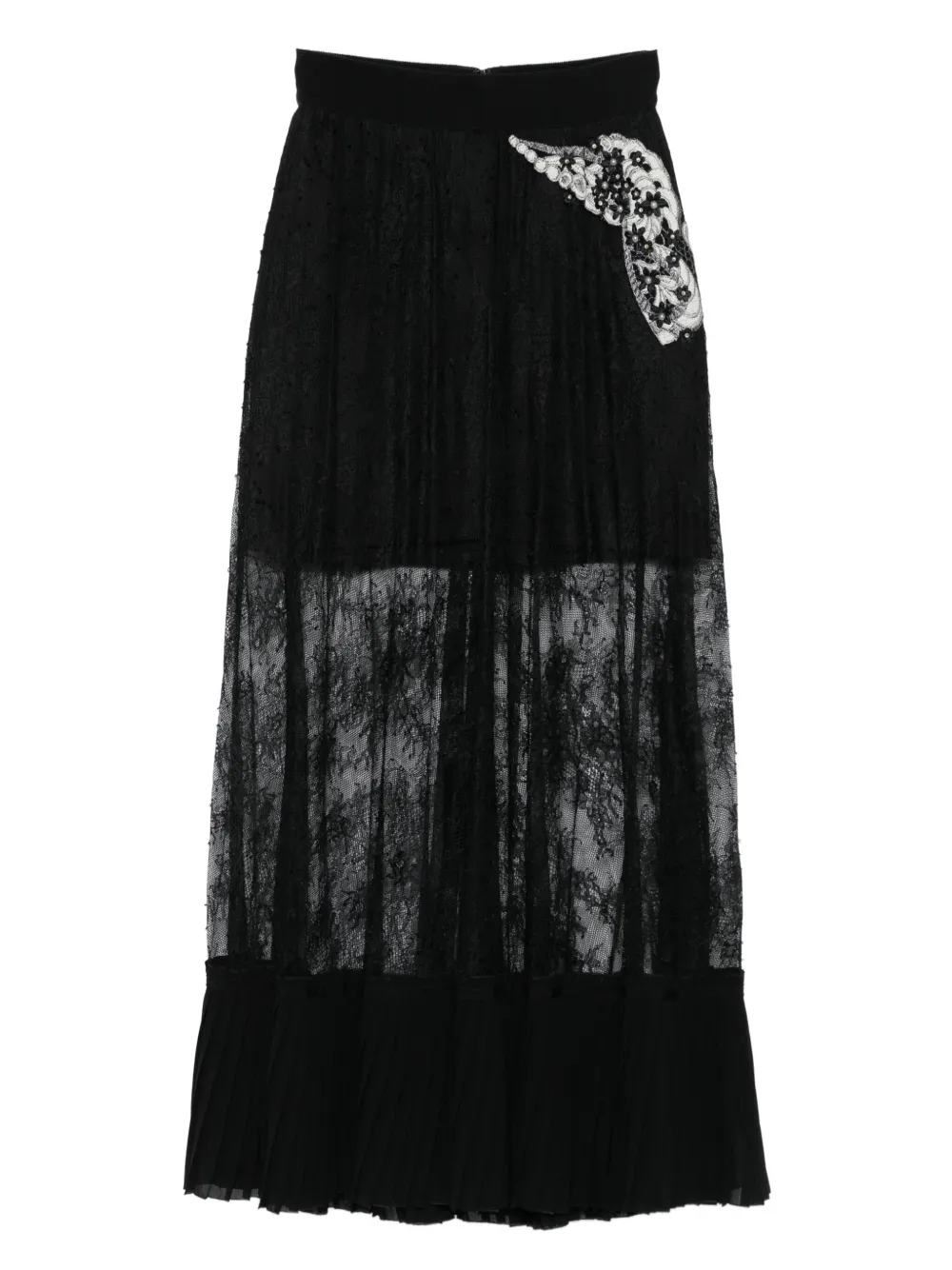 Gemy Maalouf lace-embellished pleated skirt | Black | Image 1