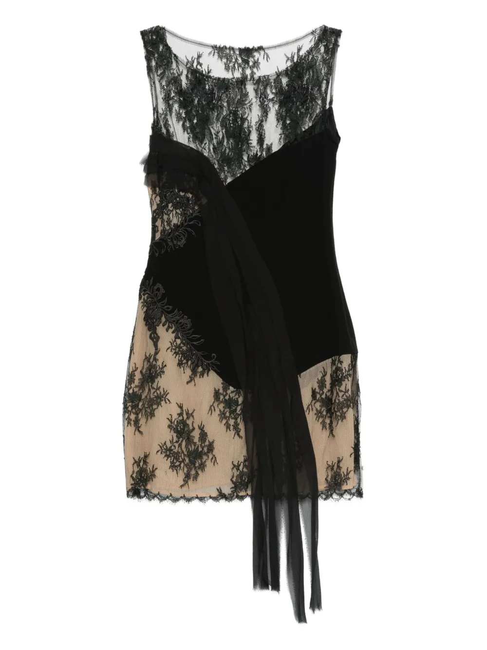 Gemy Maalouf Lace-panelled Minidress In Black