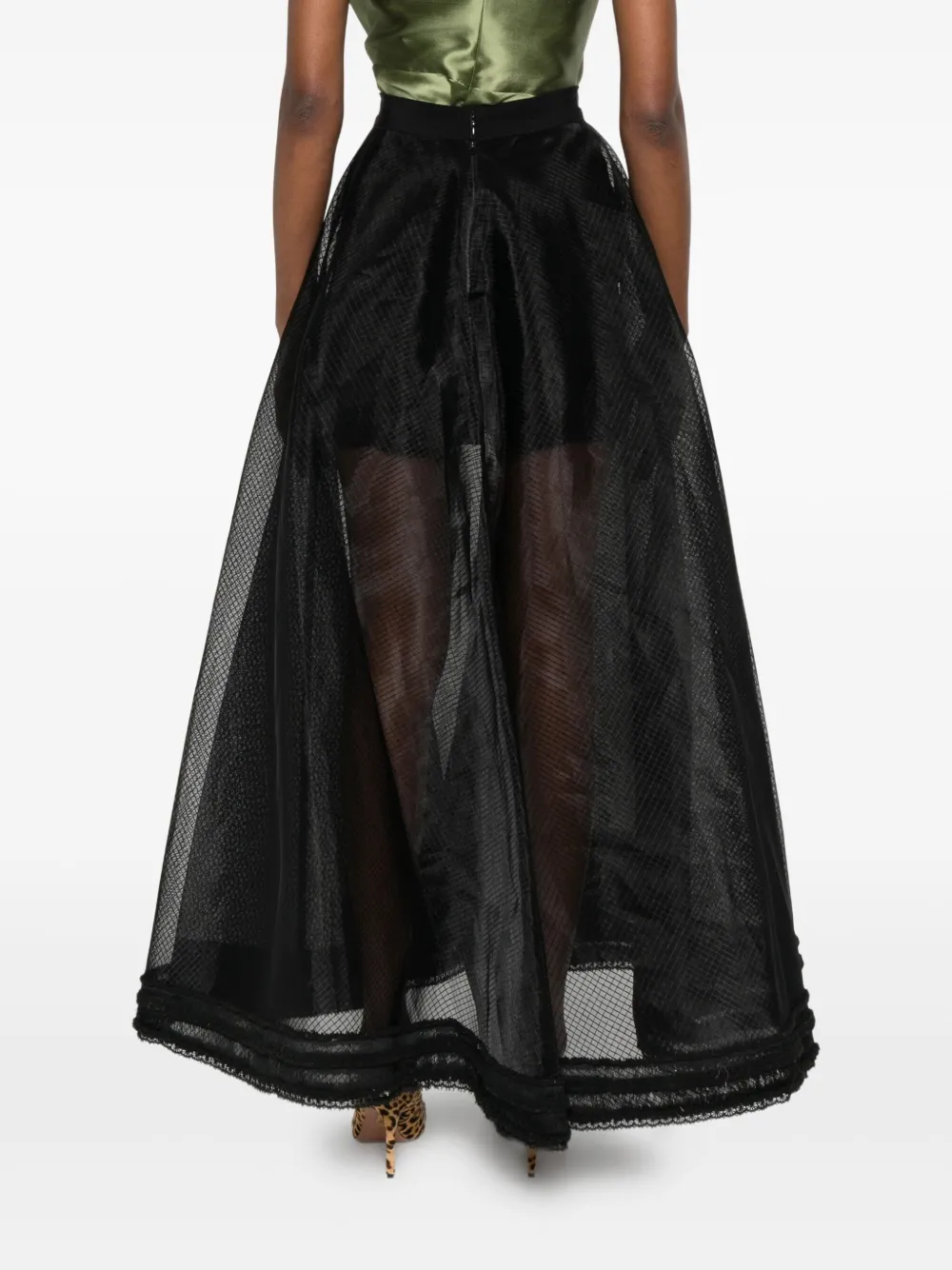 Gemy Maalouf Textured Lace-trimmed Maxi Skirt In Black