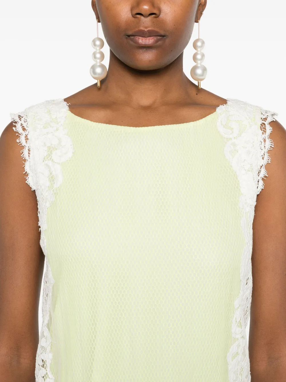Gemy Maalouf Lace-panelling Sleeveless Dress In Yellow