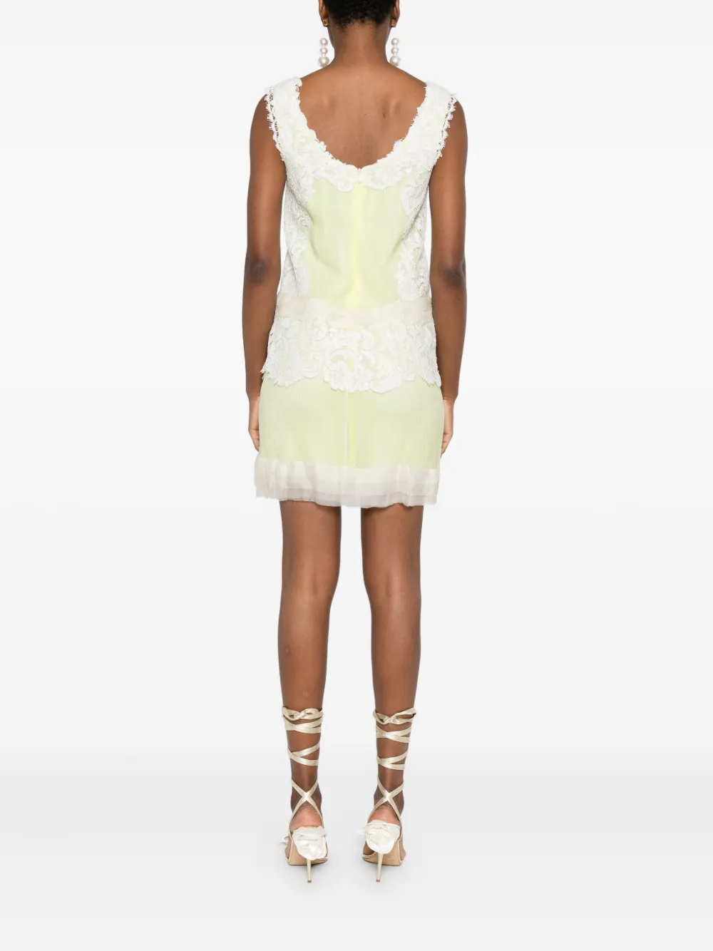 Gemy Maalouf Lace-panelling Sleeveless Dress In Yellow