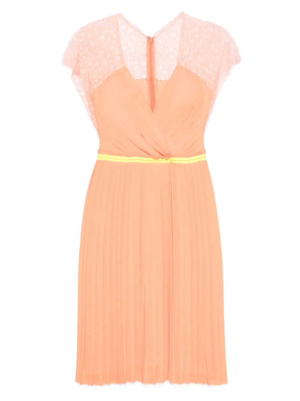 Gemy Maalouf lace-insert pleated mini dress | Orange | Image 1