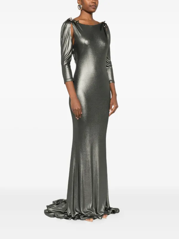 Gemy Maalouf Embellished Three-quarter Sleeve Dress - Grey Gemy Maalouf Embellished Three-quarter Sleeve Dress - Grey