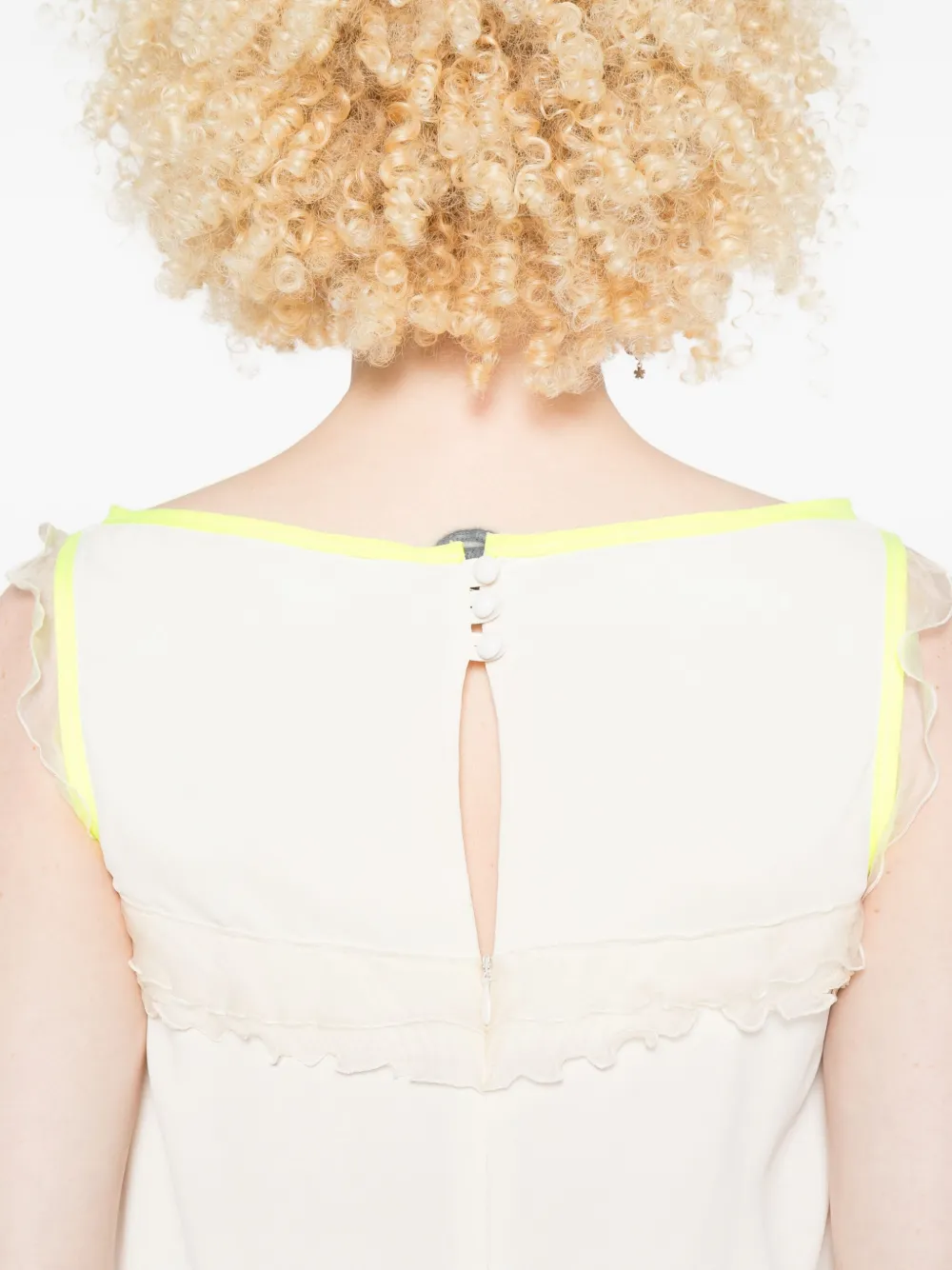 Gemy Maalouf Ruffled Trim Sleeveless Mini Dress In White