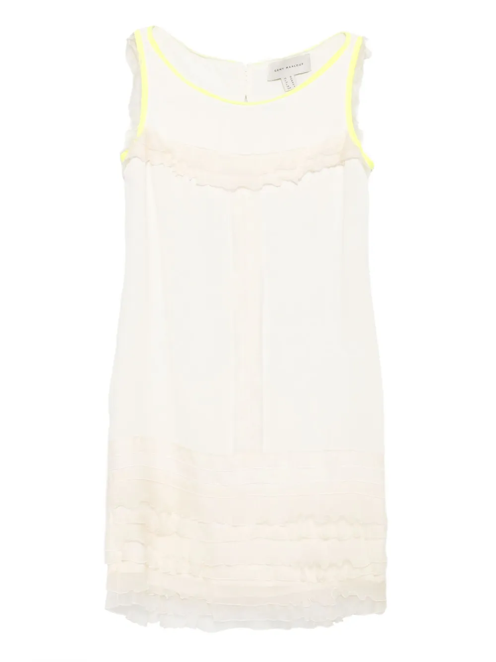 Gemy Maalouf Ruffled Trim Sleeveless Mini Dress In White