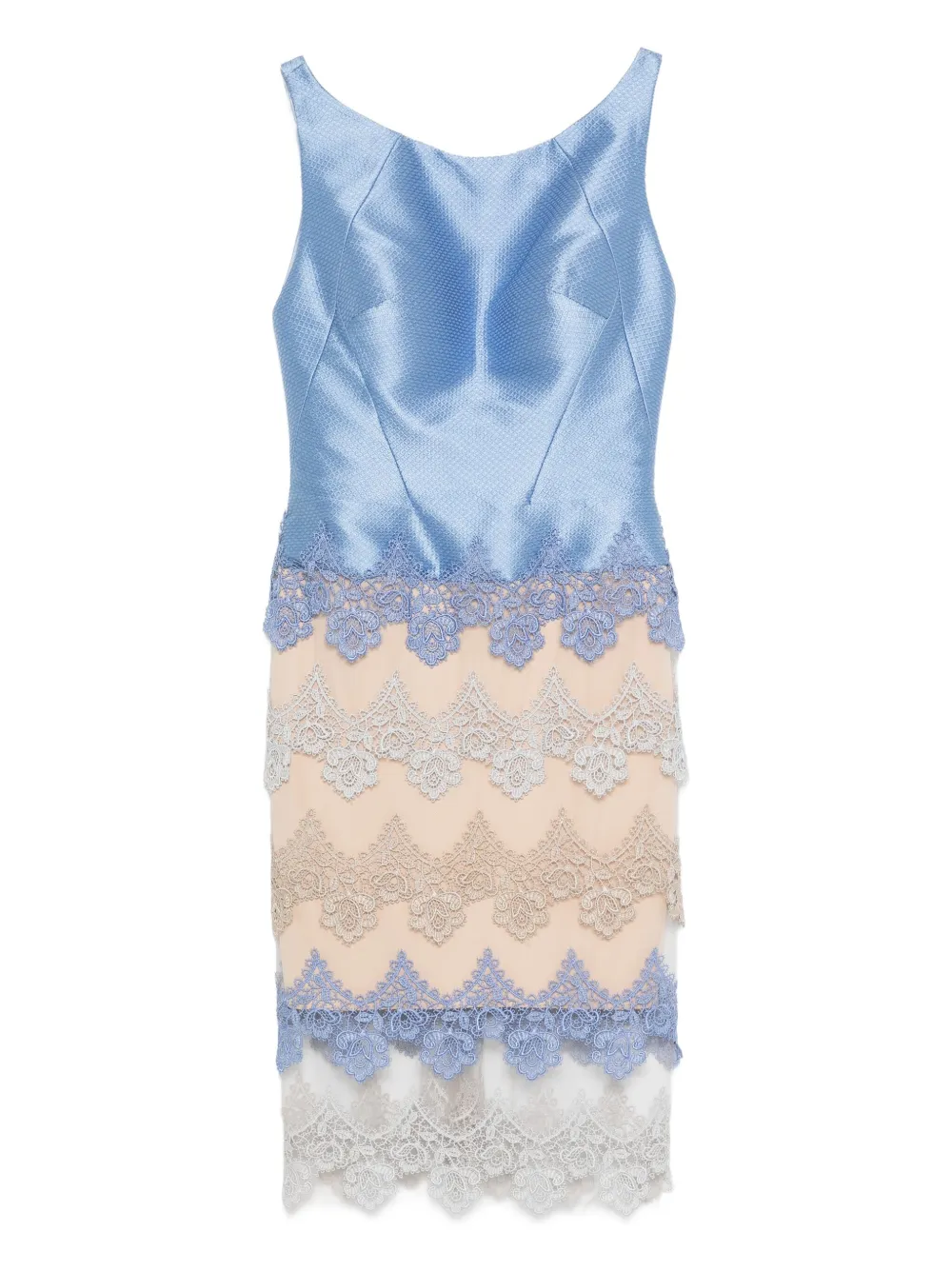 Gemy Maalouf Lace-panelled Sleeveless Dress In Blue
