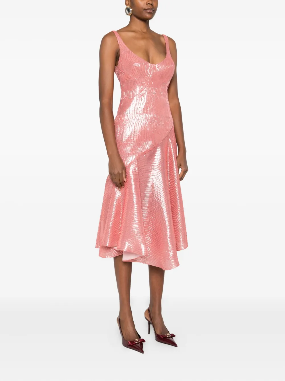 Gemy Maalouf Midi-jurk met asymmetrische afwerking Roze