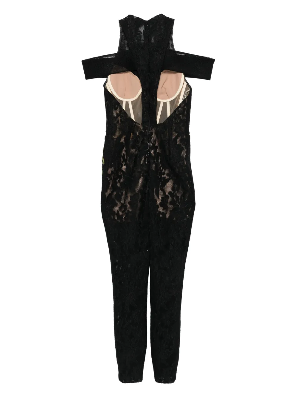 Gemy Maalouf Off-shoulder jumpsuit met geborduurde roos - Zwart