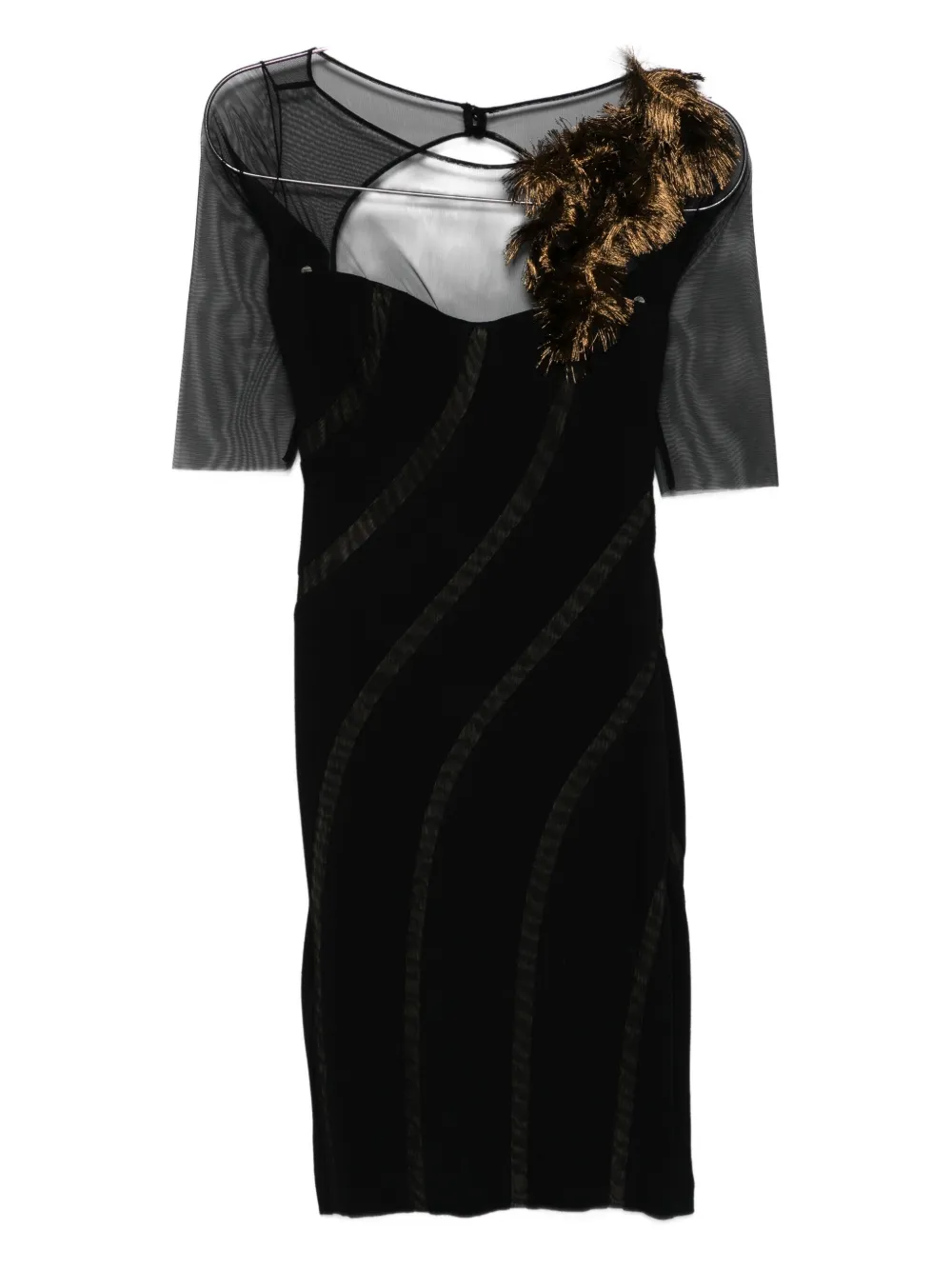 Gemy Maalouf Abito con piume - Nero