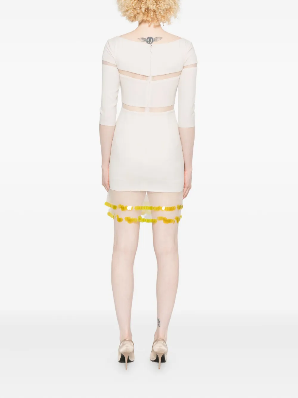 Gemy Maalouf Sheer-panelled Sequinned Dress In White