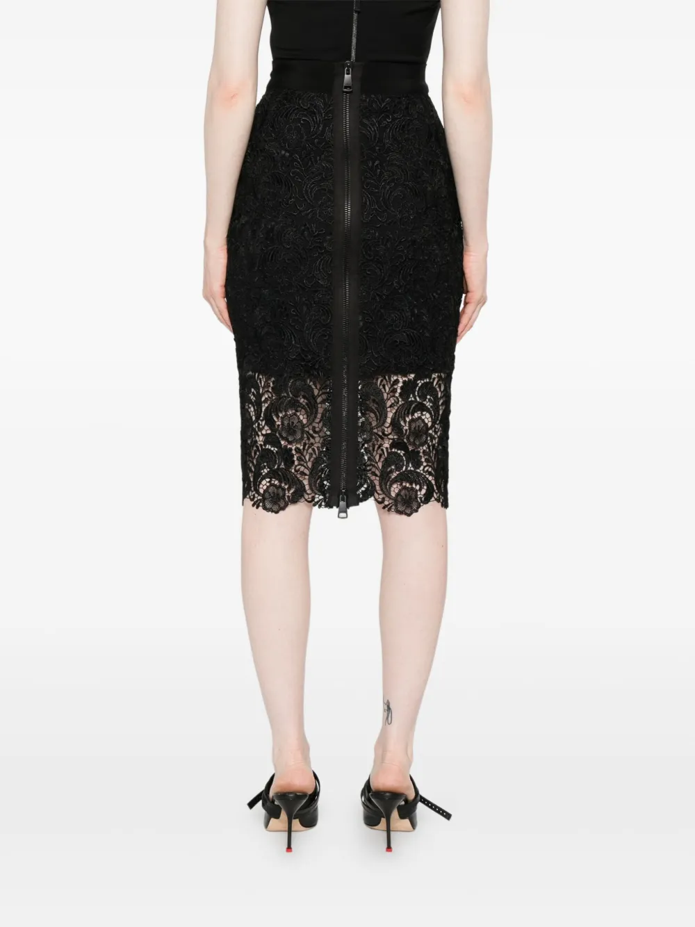 Gemy Maalouf Lace-embellished Pencil Mini Skirt In Black