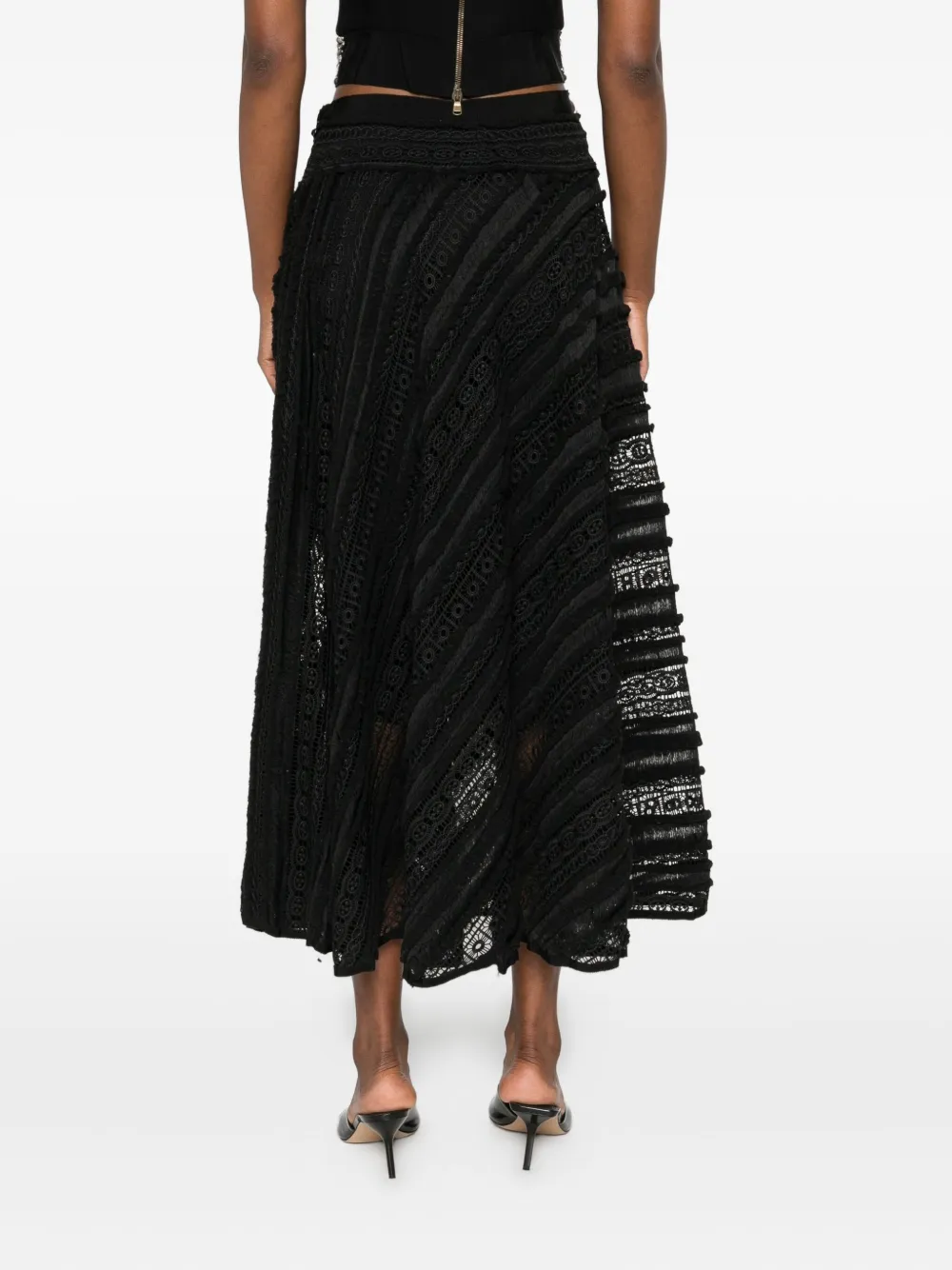 Gemy Maalouf Lace-paneled Skirt In Black