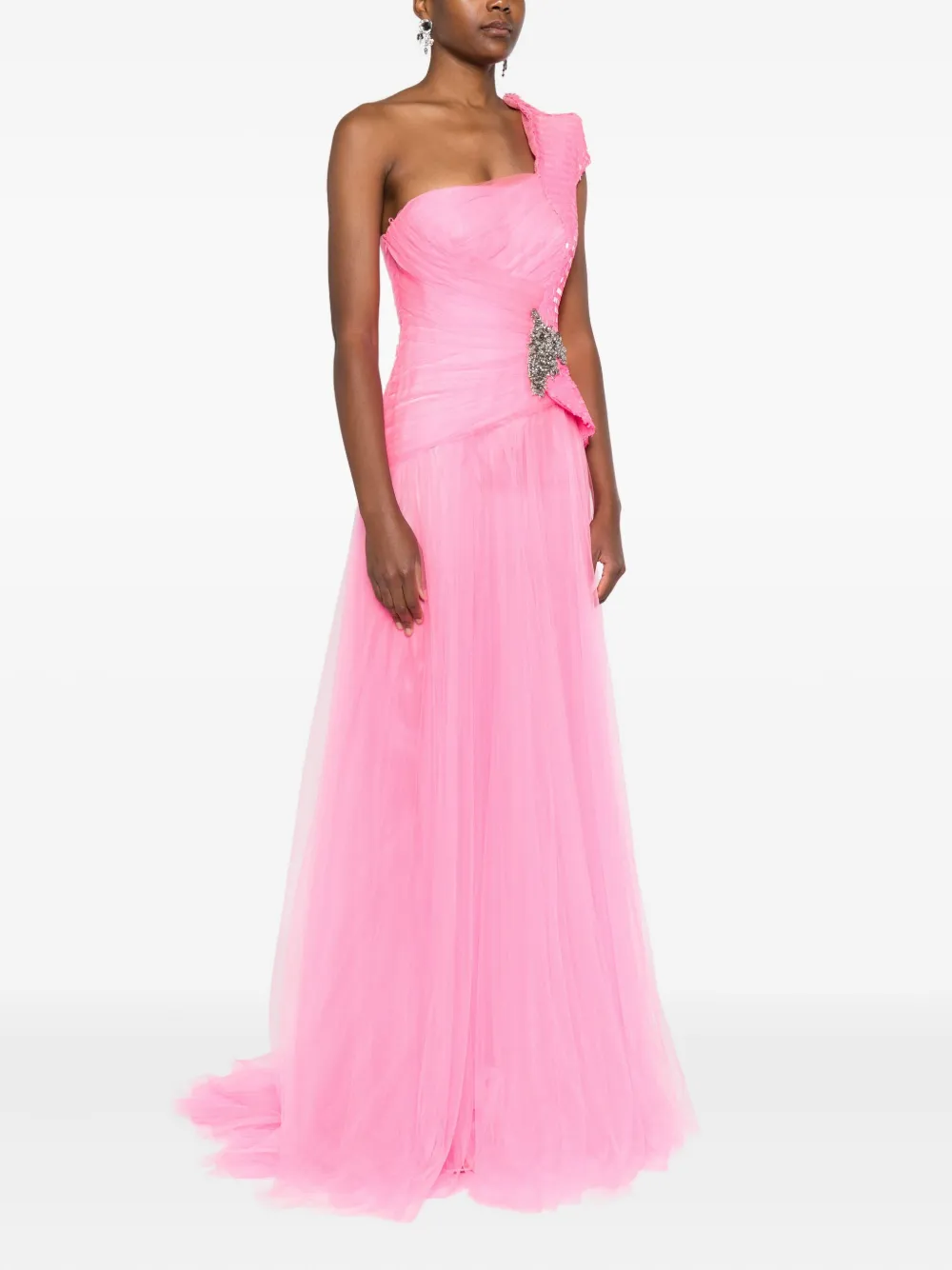Gemy Maalouf Asymmetrische maxi-jurk Roze