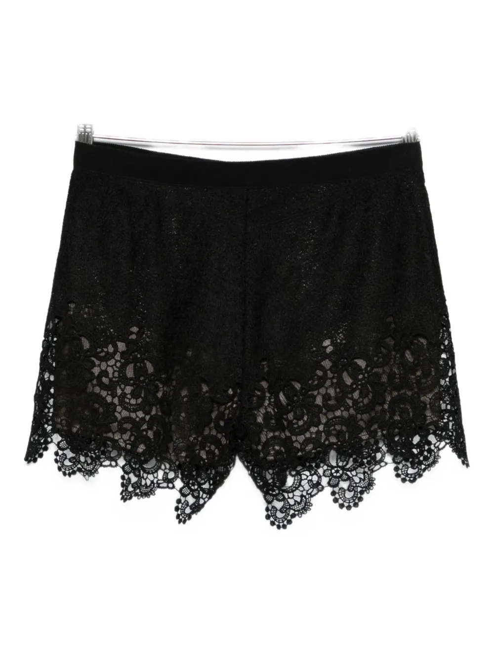 Gemy Maalouf Shorts in pizzo con orlo a smerlo - Nero