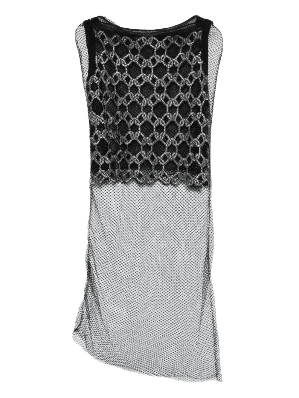 Gemy Maalouf Geometric-pattern Mesh Top In Black