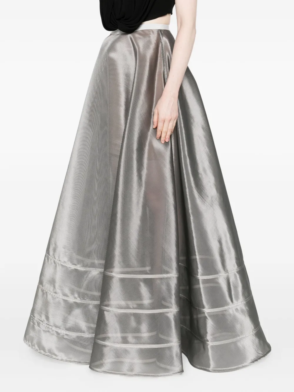 Gemy Maalouf Metallic gelaagde rok Zilver