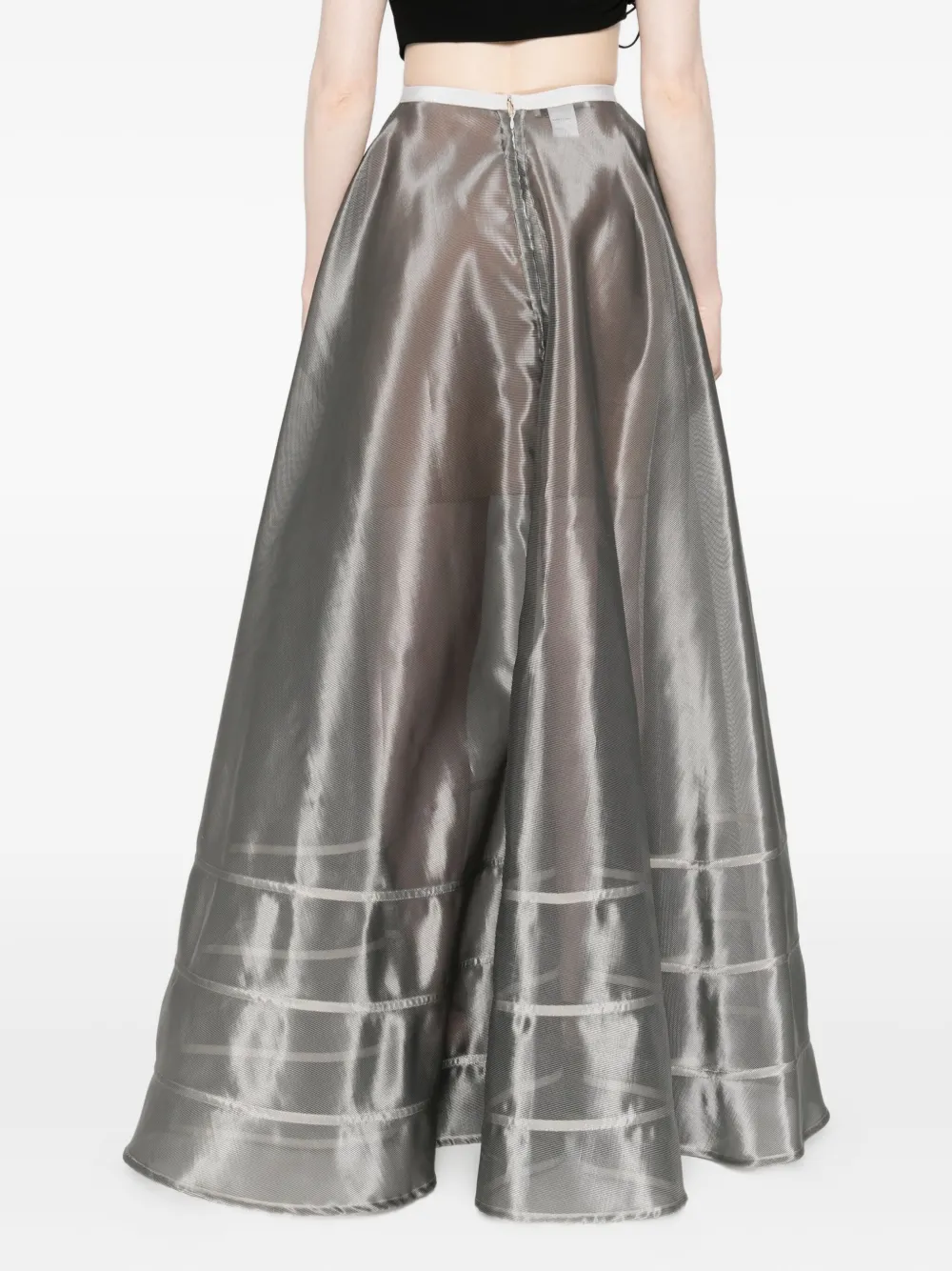 Gemy Maalouf Metallic gelaagde rok Zilver