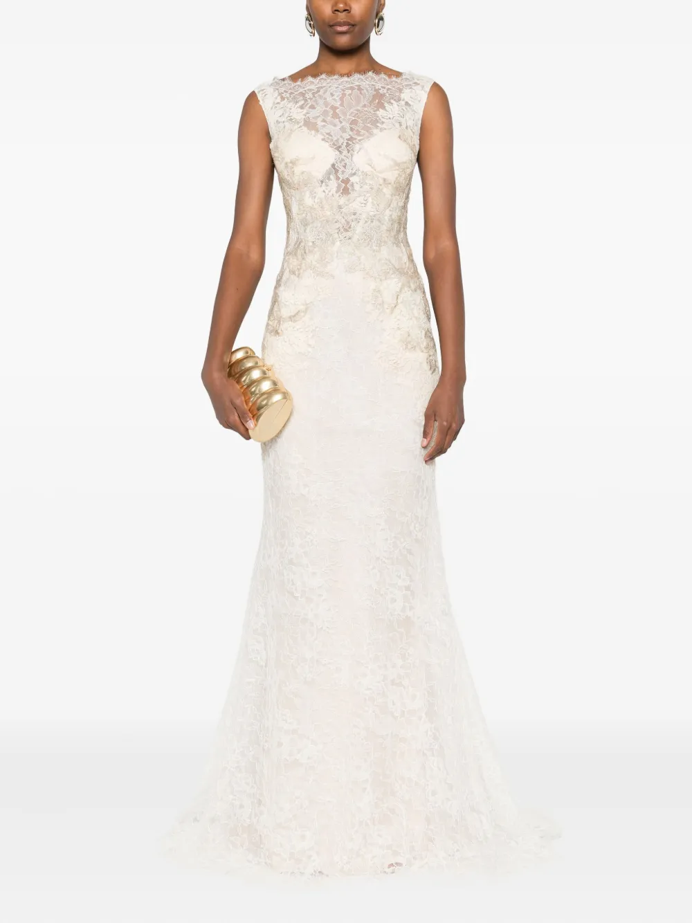 Gemy Maalouf Maxi-jurk met kant - Wit