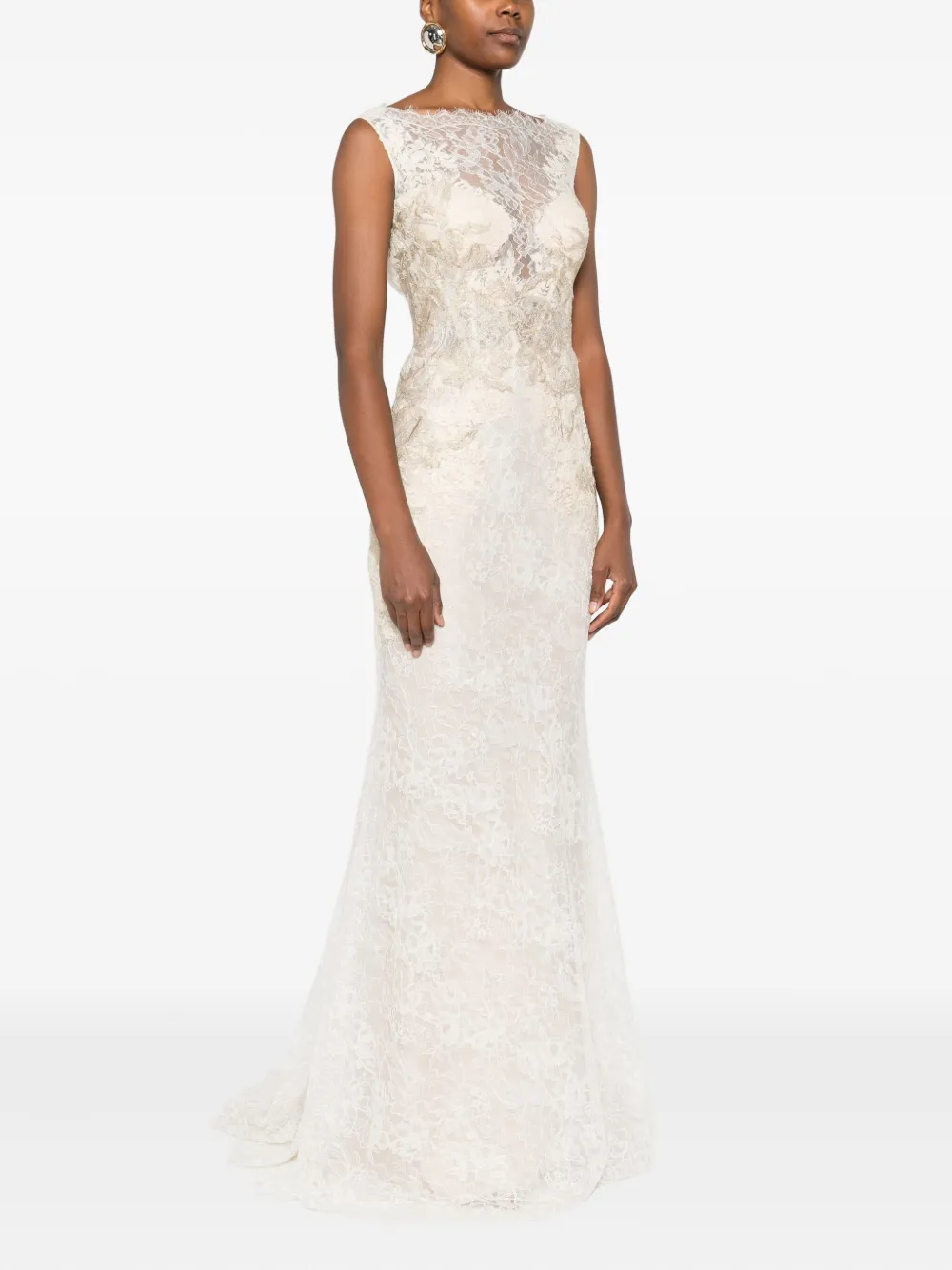 Gemy Maalouf Maxi-jurk met kant Wit