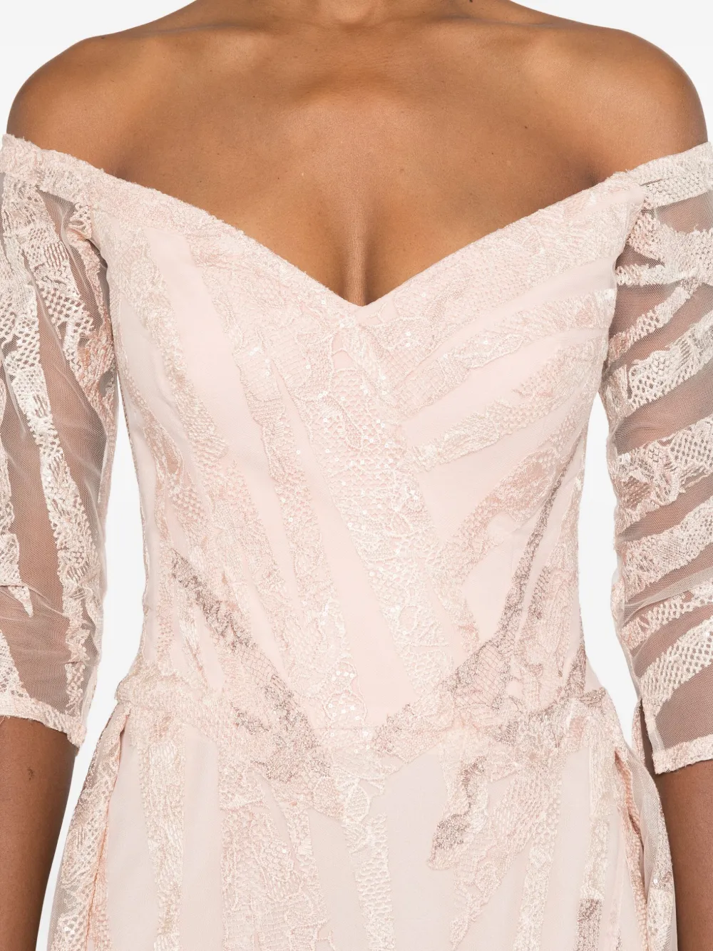 Gemy Maalouf Maxi-jurk met kant Roze