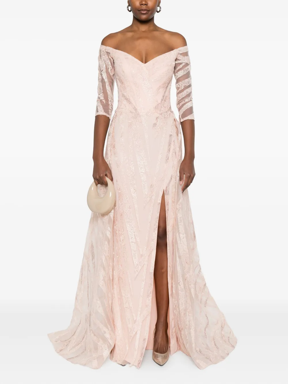Gemy Maalouf Maxi-jurk met kant - Roze