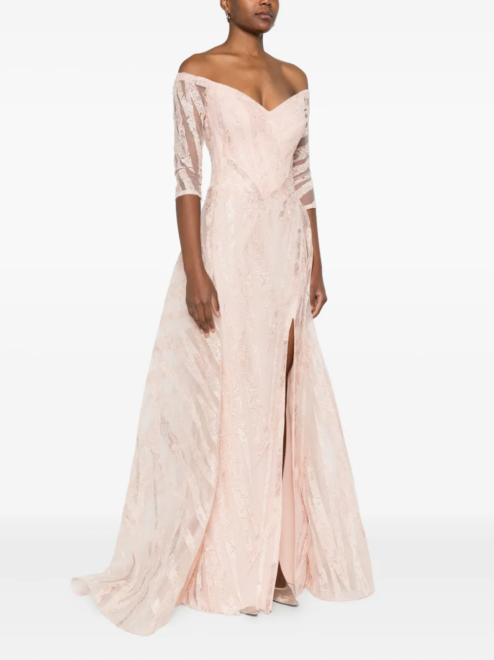 Gemy Maalouf Maxi-jurk met kant Roze