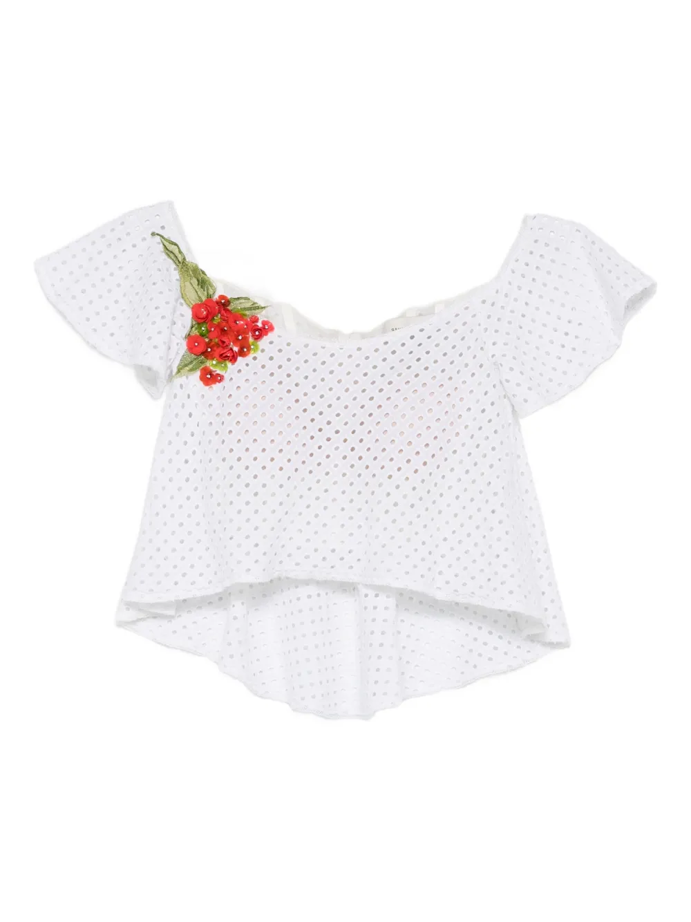 Gemy Maalouf embroidered eyelet top | White | Image 1