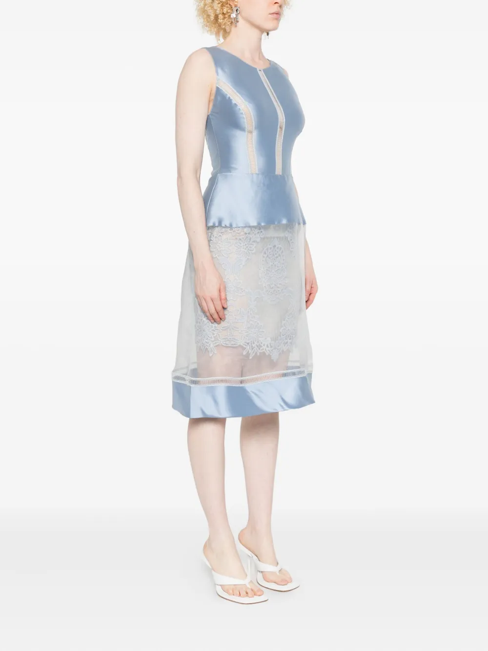  Gemy Maalouf Lace-insert Satin Mini Dress - Blue 