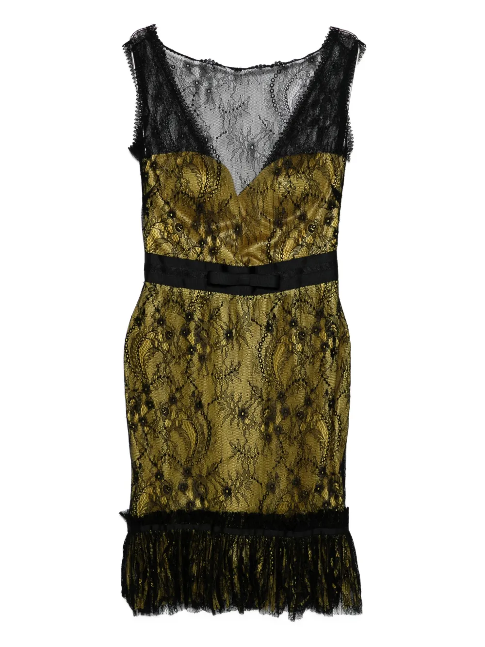 Gemy Maalouf Abito corto in pizzo a fiori - Nero