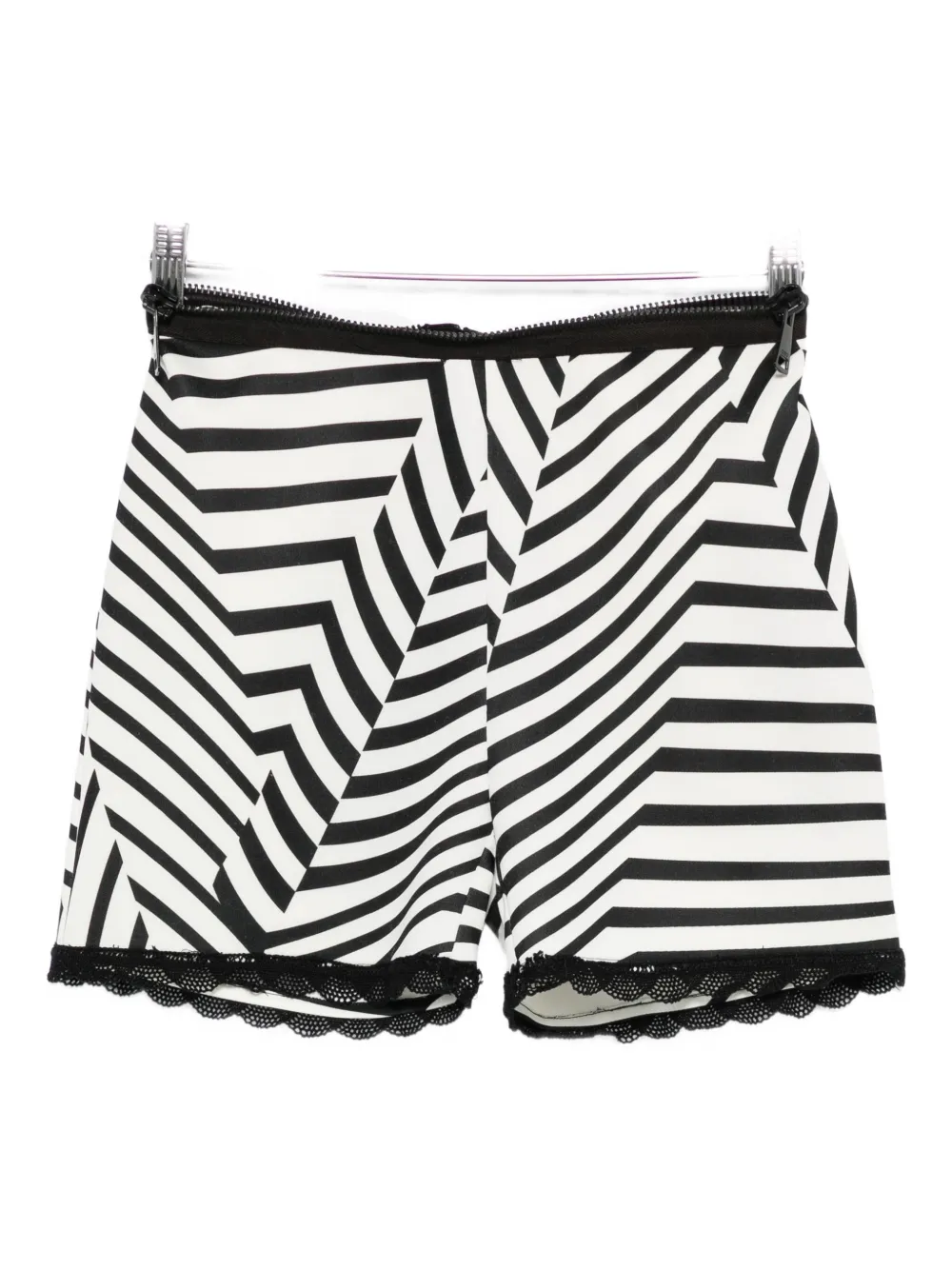 Gemy Maalouf Shorts a righe con pizzo - Nero