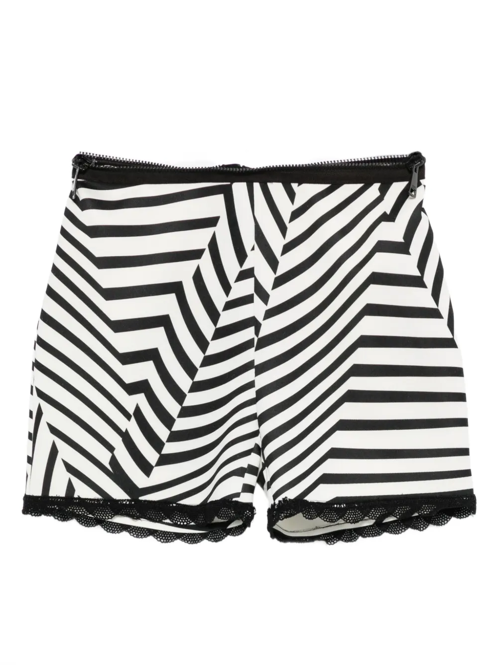 Gemy Maalouf short rayé à bords en dentelle | noir | Image 1