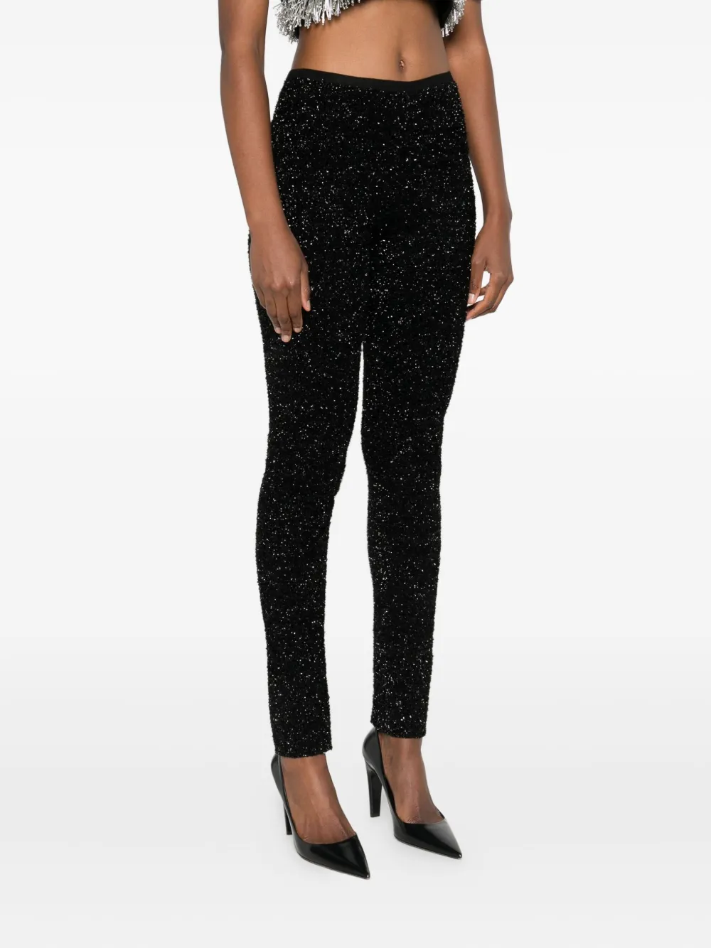 Gemy Maalouf Glitter-effect Leggings In Black