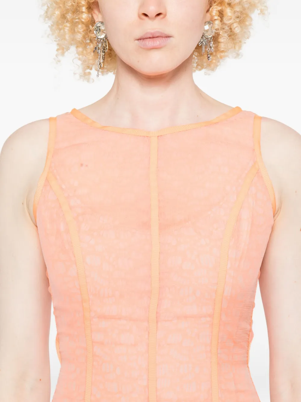 Gemy Maalouf Lace-pattern Panelled Dress In Pink