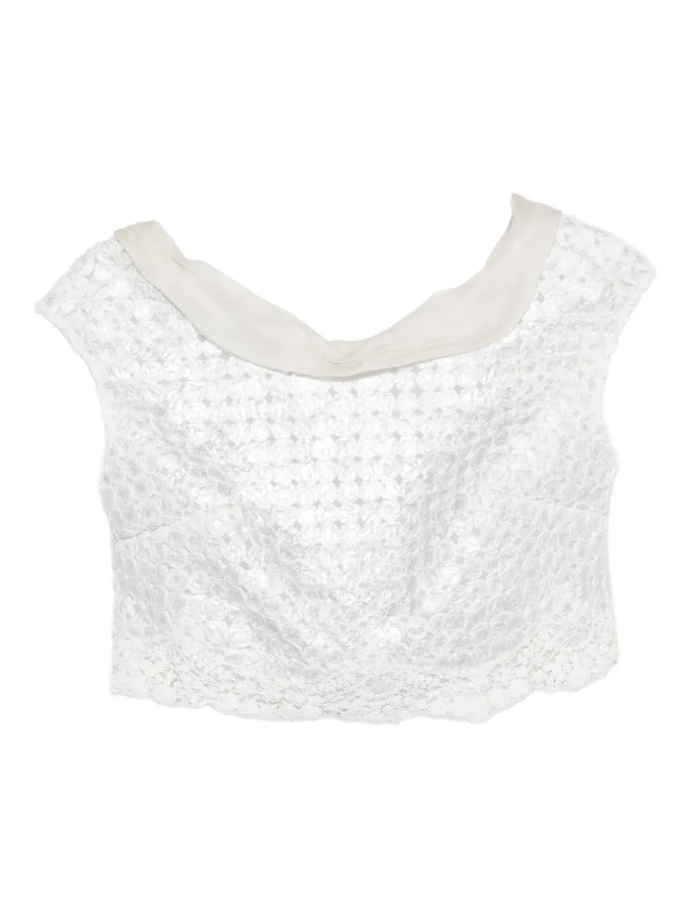 Gemy Maalouf lace-pattern cropped top | Silver | Image 1